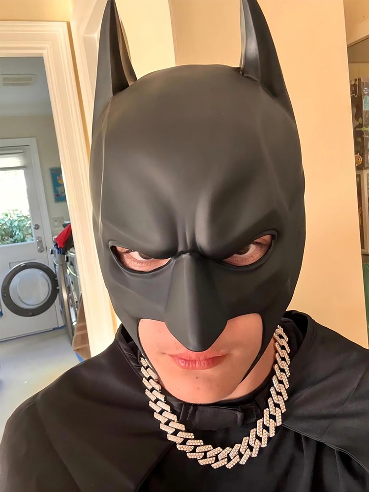 Dark Knight Full Head Cowl Latex Mask One Size for Cosplay Halloween Costume
