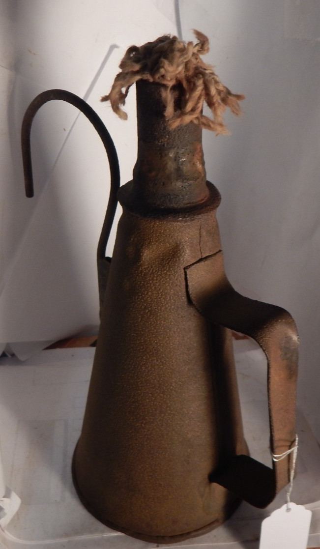 antique tin B & O RR betty Oil Wick sport torch Lantern  railroad item