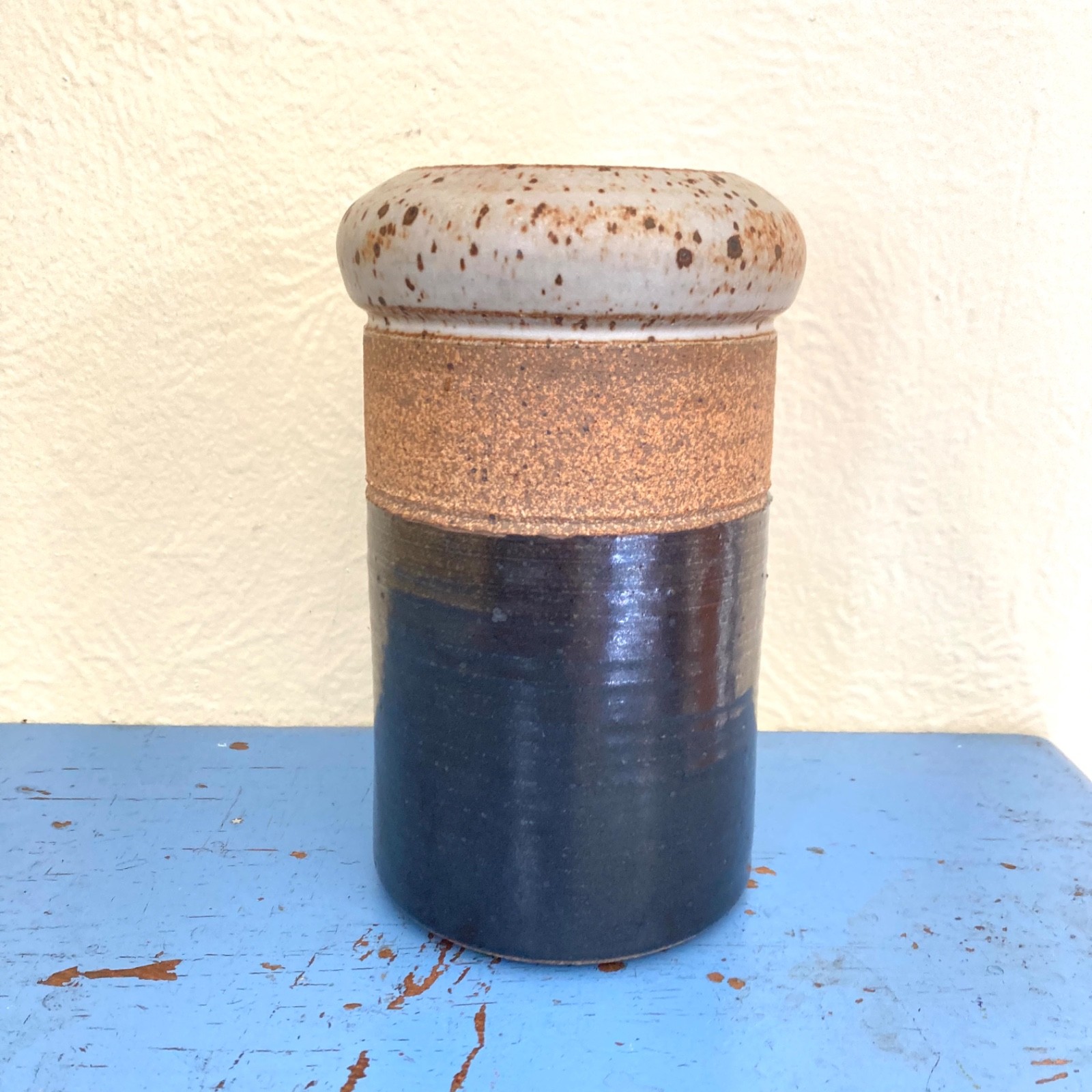 Studio Pottery Vase  Handmade Original Art 1970s Artist Signed 6 3/4