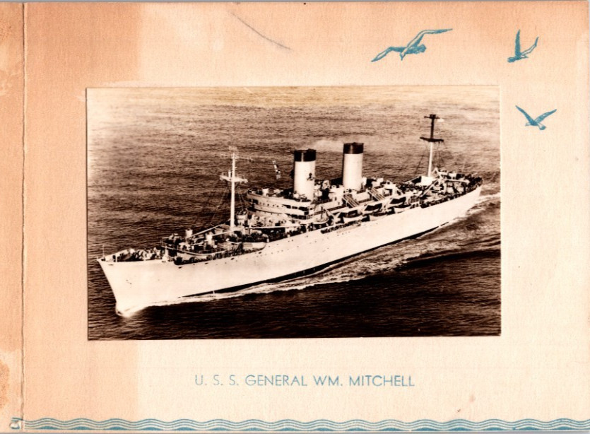 Vtg Unused Greeting Card Applied Photo USS General William Mitchell XA22