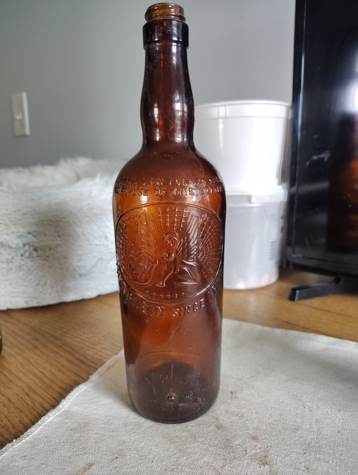 Vintage Heublein Brown Glass Bottle 1935 1964 Cleaned And Chip Free.