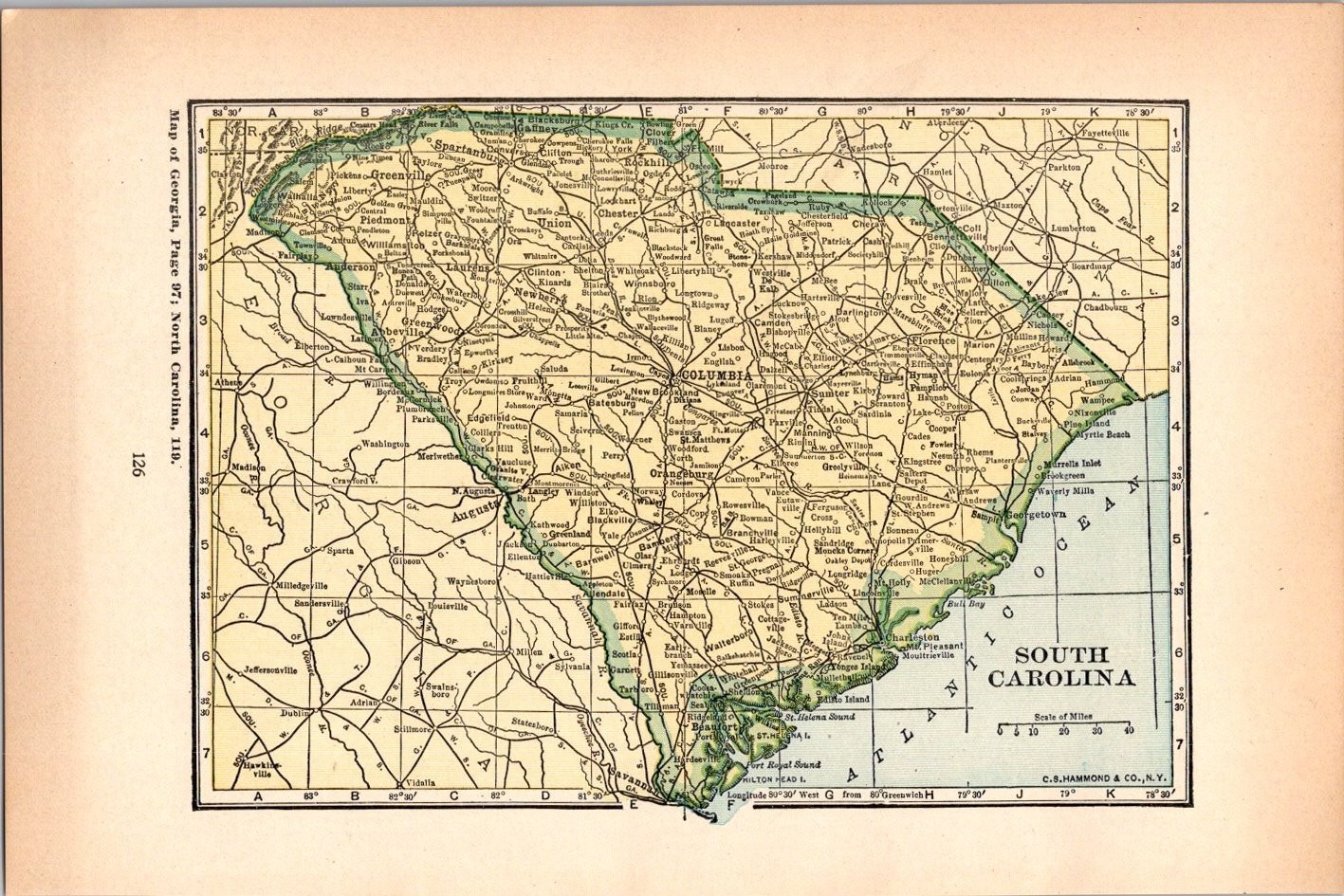 South Carolina Rhode Island 1927 Atlas Map TK18 South Carolina Rhode Island 1927 Atlas Map TK18