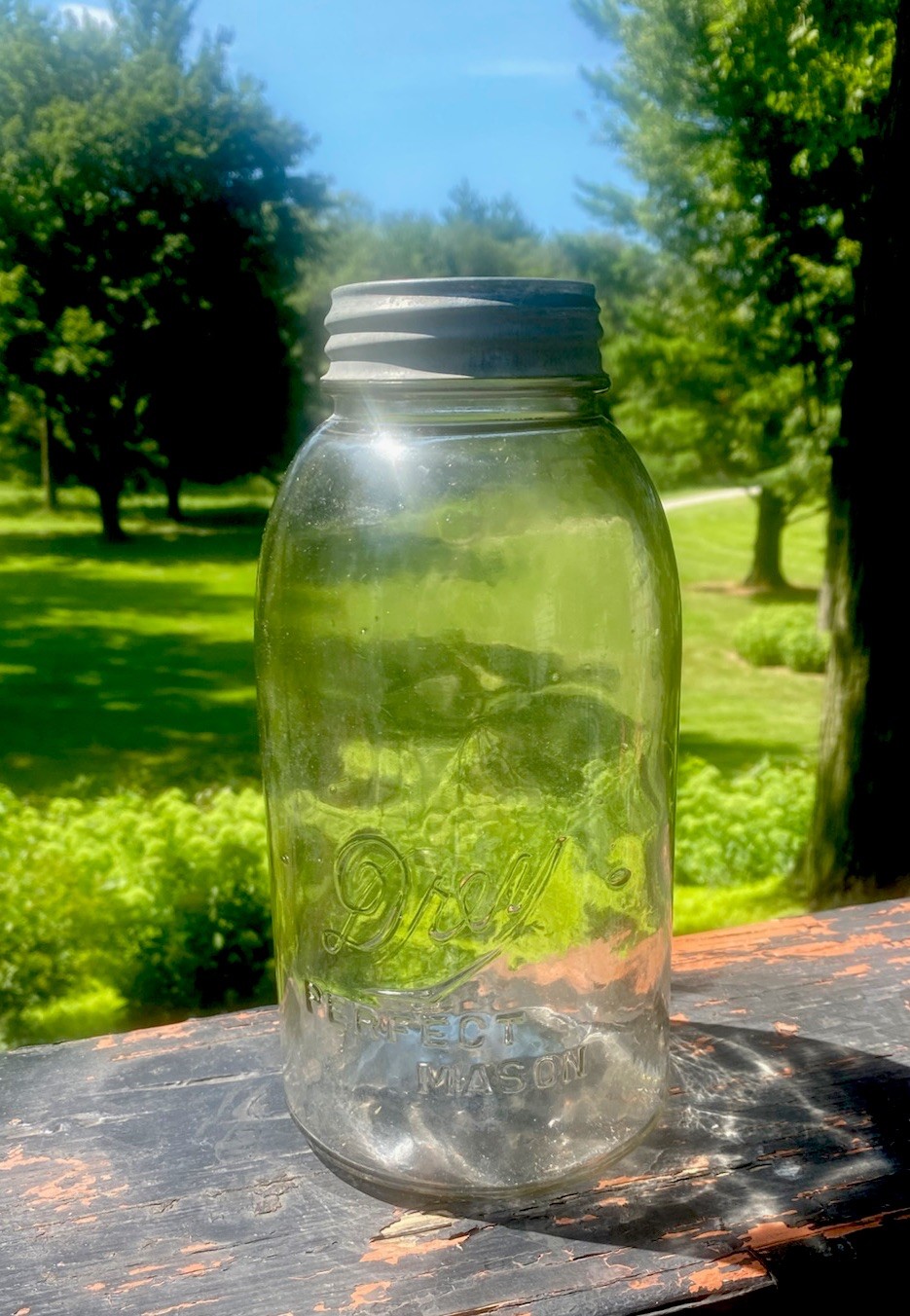 Antique 1910s-20s Drey Perfect Mason 1/2 Gallon Clear Canning Jar Clean Rim