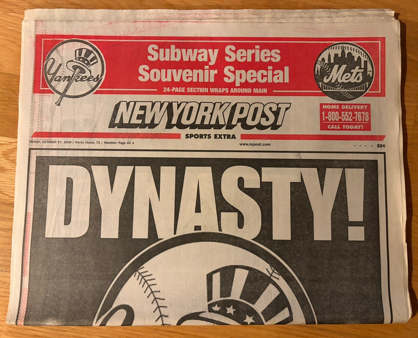 FINAL SALE YANKEES WIN 3RD STRAIGHT WS. Oct 27, 2000 NY Post Complete Newspap FINAL SALE YANKEES WIN 3RD STRAIGHT WS. Oct 27, 2000 NY Post Complete Newspap
