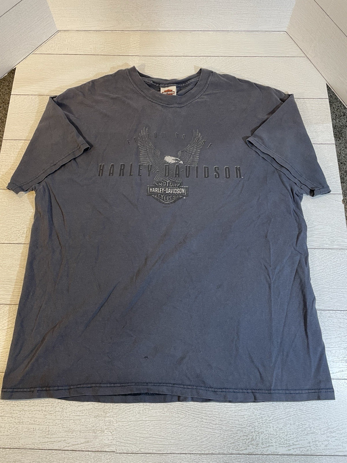 Vintage Y2K Harley Davidson Chicago Men’s 2XL Blue Super Sleeve T-Shirt Made USA