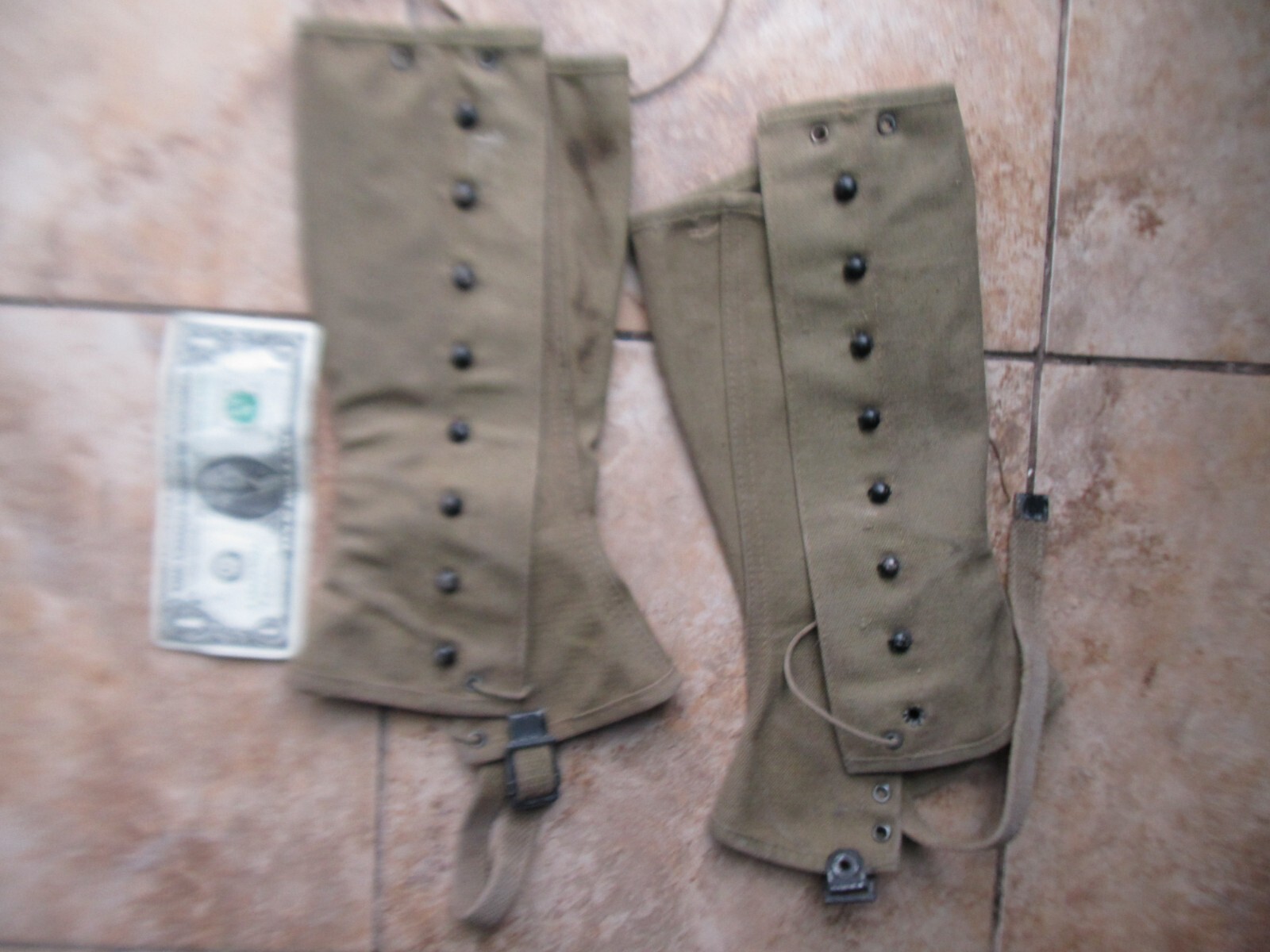 Great Pair of Early 1938 WWII GI Issue Canvas Leggings, Re - enactors, GIFT Great Pair of Early 1938 WWII GI Issue Canvas Leggings, Re - enactors, GIFT