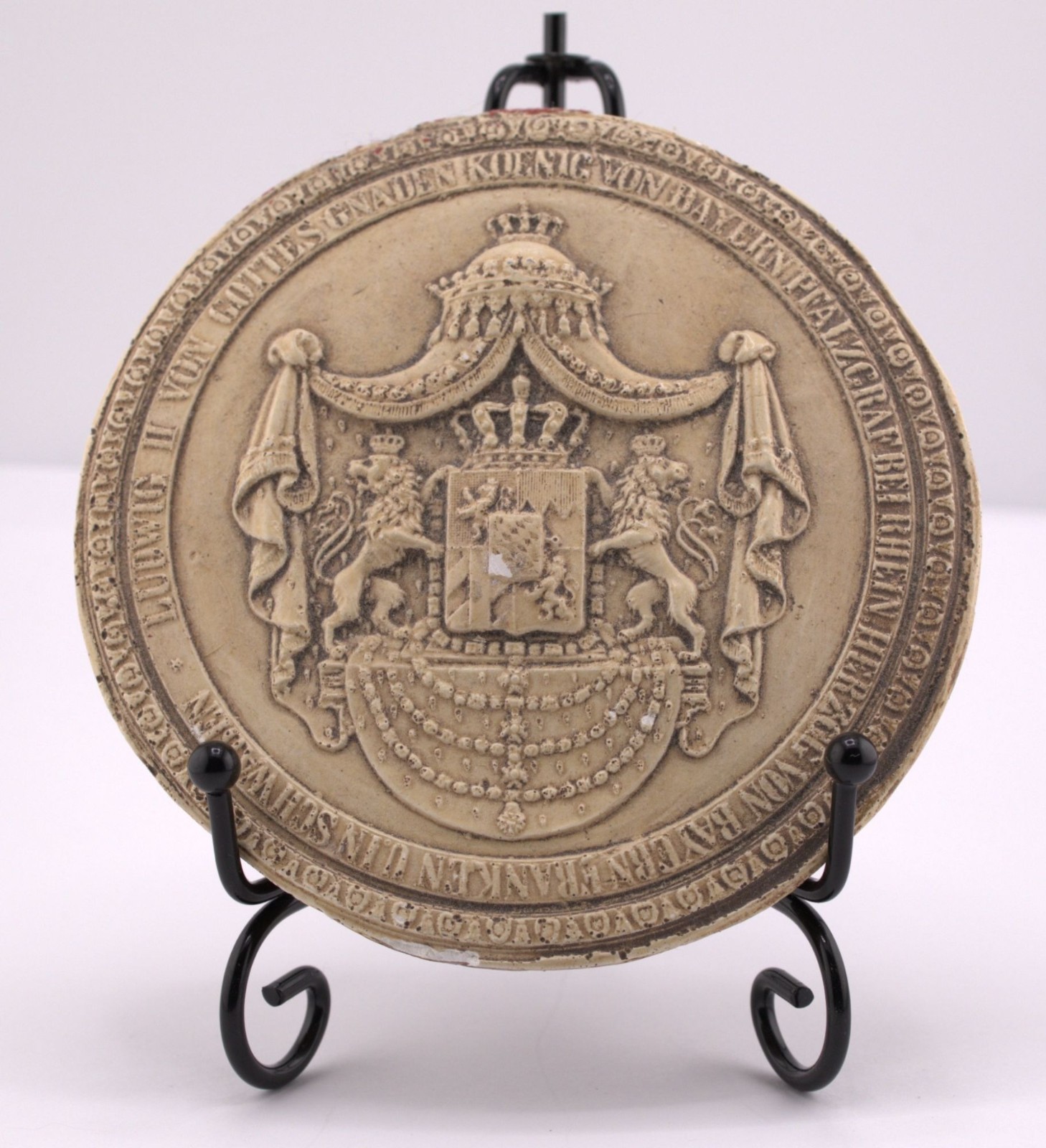 Antique Ludwig II Bavaria Plaque German Royal Coat of Arms Wall Medallion Bavari Antique Ludwig II Bavaria Plaque German Royal Coat of Arms Wall Medallion Bavari