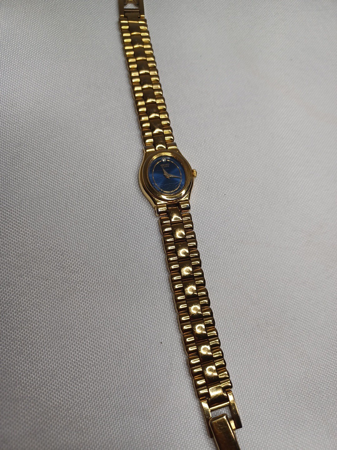Vintage Seiko Women's Watch Gold tone Blue Face Quartz INOO-5079 6.5 Vintage Seiko Women's Watch Gold tone Blue Face Quartz INOO-5079 6.5