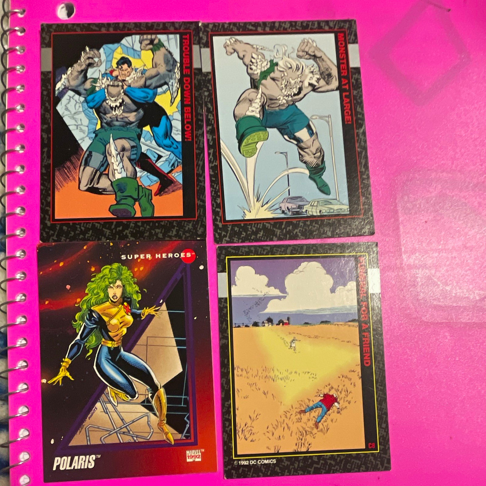SkyBox 1992 DC/Marvel Trading Cards Lot 4 Doomsday Death of Superman Polaris