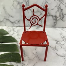 Vintage Y2k Metal Mini Chair Candle Holder Red Sun Swirl Desk Decor Doll picture