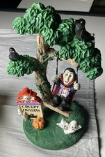 Vampire on a Swing  Resin Haunted Tree Ghost Pumpkins Crows Halloween Decor picture