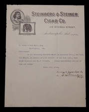 1906 BUSINESS LETTERHEAD STEINBERG & STEINER CIGAR CO INDIANA TIBBE & SON MGF CO picture