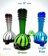 9” Stripped Sake w/crown Pipe   Colors: LB/G/W picture