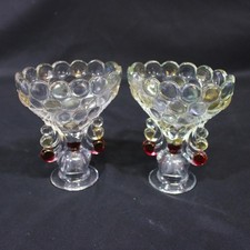 Set of 2 Vintage Westmoreland Thousand Eye Glass Taper Candle Holders picture