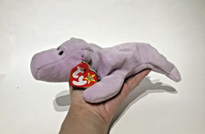 Rare Retired 1993 TY Beanie Baby HAPPY THE HIPPO Lavender Plush Toy 3