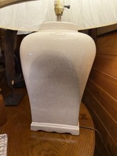 Vintage  MCM Ceramic Crackle Finish Ginger Jar Table Lamp White picture