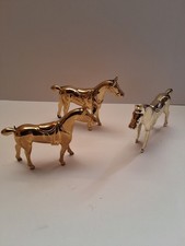 Vintage Mid Century Modern Gold Tone Metal Horse Wall Plaques - Set of 3 picture