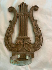Vintage SYROCO WOOD Music Note Lyre Harp Wall Vase Holder no vase insert picture