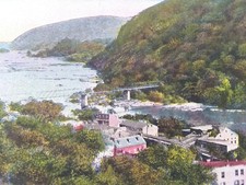 Vtg postcard. Looking toward Gap from Jefferson Rock. Harpers ferry, W.VA. (L2) picture