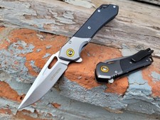 G10 Pocket Knife Blade Tip Up Carry Spring Assisted Flipper Black Gray EDC picture
