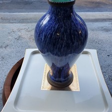 Beautiful Charles Catteau Boch Freres Keramis Glazed Ceramic Blue Vase picture