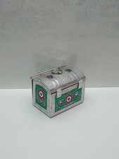 Vintage Soviet Enamel Trunk Trinket Box, 1960s USSR Metal Jewelry Casket Miniatu picture