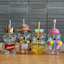 2025-2026 New Starbucks Cute Bearista Bear Tumbler Glass Straw Cups Limited Gift picture