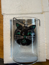 Vintage Dept 56 Halloween Glass Oil Lamps-Black Cat (Complete) & Pumpkin (globe) picture