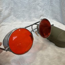 WELSH Safety Goggles WWII Sunglasses Red Lenses Metal Mesh Sides Steampunk VTG picture