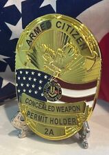 Armed Citizen Concealed Permit Badge (CCW) Gold plated picture