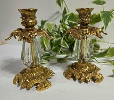 VTG L&L WMC Hollywood Regency #9320  Goldtone Metal/Brass? Candlesticks Pair picture