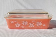 Vintage Agee Pyrex ‘Flannel Flowers - Rose’ Oblong Casserole & Lid picture
