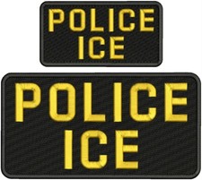 POLICE I C E Embroidery patches 5x10 and 2.5X5 hook on back GOLD/BLACK picture