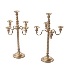 2 Pcs Gold Candelabra Candle Holder Centerpieces for Tables 5 Head Tall Candles picture