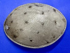 Exotic Gray Ostrich Leather Western Cowboy Oval Belt Buckle picture