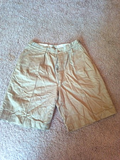 Vtg 1950s US Army Khaki Chino Shorts Pleated Uniform Korea Era Stamped R-3654 32 picture
