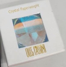 Oleg Cassini Square Cut Iridescent Diamond Crystal Paperweight picture