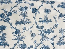 Brunschwig & Fils West Indies Toile Cotton Print -Blue On White Fabric - RARE picture