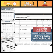 Large Desk Calendar 2026-2027 | October 2026 to March 2028 | 22
