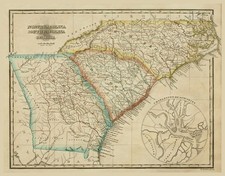 Map of NORTH & SOUTH CAROLINA from 1825 - 8.5 x 11 Inch Photo Reprint picture