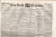 NY Tribune Newspaper, April 25, 1862, Civil News at Corinth & Fortress Monroe+++ picture