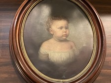 Fabulous victorian,oval child portrait, painting Framed  17x21” picture