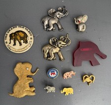 11 Vtg ‘60’s -‘90’s GOP Republican Party Elephant Figure Campaign Support Pins picture