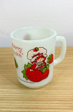Vintage 1980 STRAWBERRY SHORTCAKE Mug White Milk Glass Anchor Hocking picture