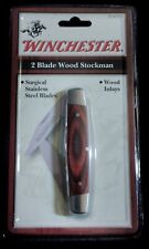 New Winchester Stockman Two Blade Pocket Knife Wood Inlay Stainless Steel 41333 picture