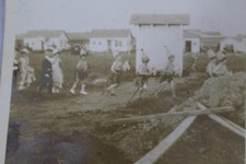 Vtg 1927 Sepia Snapshot Photo Children Halloween Costume Parade Neighborhood picture