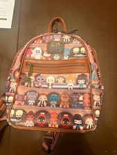 Loungefly Star Wars Mini Backpack Brown/Multicolor Disney Character Print picture