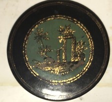 Antique Snuff Box Hand Painted Paper Mache Greek Ruins Scene 18/19ThC Grand Tour picture