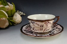 Vintage Cumbow Pottery Pink Copper Lusterware Cup and Saucer picture