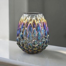 Olsen Glass Dragon Egg Fairy Lamp Smoke Carnival Element Gray iridescent NIB NEW picture